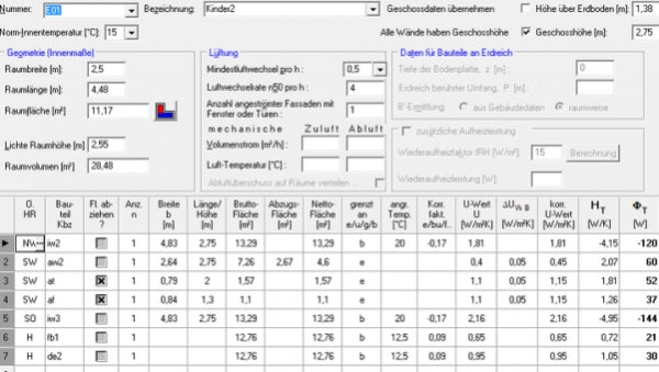 Heizlastberechnung - Nutzfläche bis 400 m²