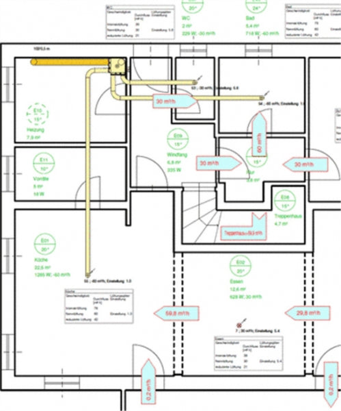 Digitalisierung Grundriss für Trinkwasser-Rohrnetzberechnung - bis 400 m²
